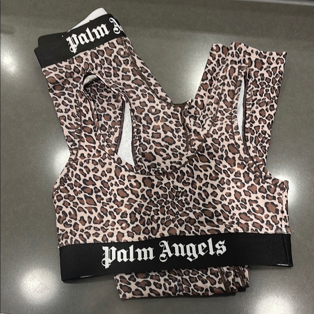 Palm Angels Leopard Print Sports Bra and Leggings Set
